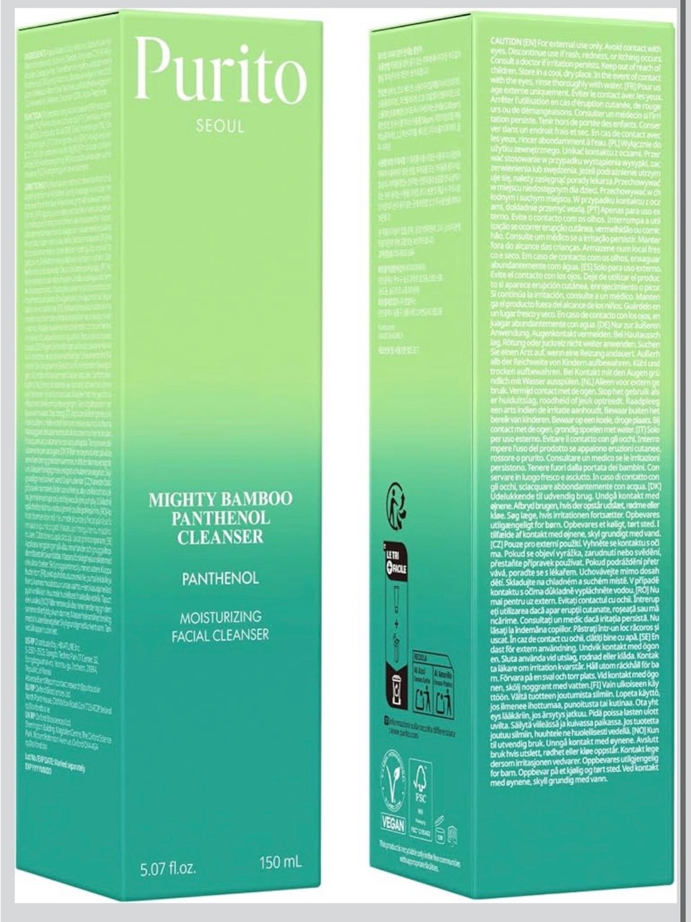 Purito Mighty Bamboo Panthenol Cleanser - Green Gradient Box NIB
